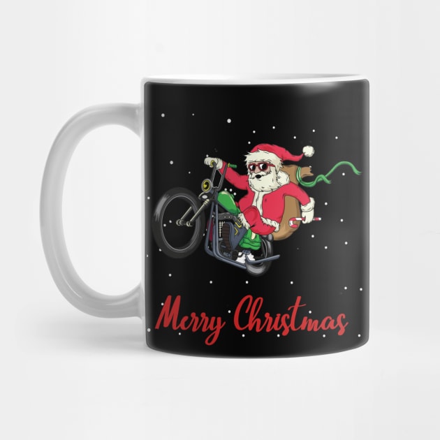 Funny Santa Motorcycle Biker Christmas by TeeSky